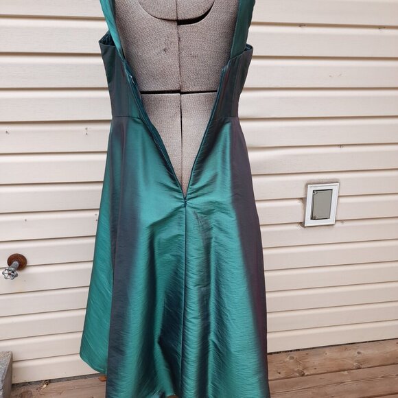 Vintage Formal Satin Dress Shimmer Green Prom Wedding 36B 31W - Picture 12 of 12
